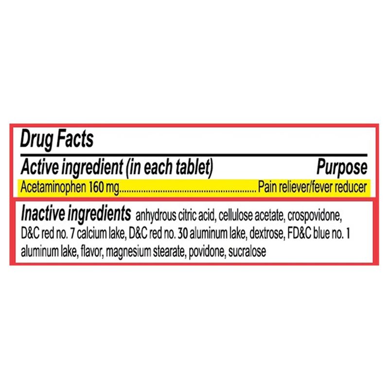 Children's Tylenol Pain + Fever Grape Flavor Chewable Tablets, Ages 2-11, 160 mg, 24 count