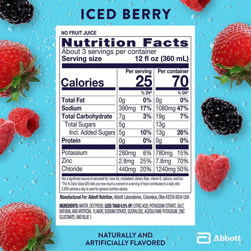 Pedialyte Iced Berry Electrolyte Solution, 33.8 fl oz