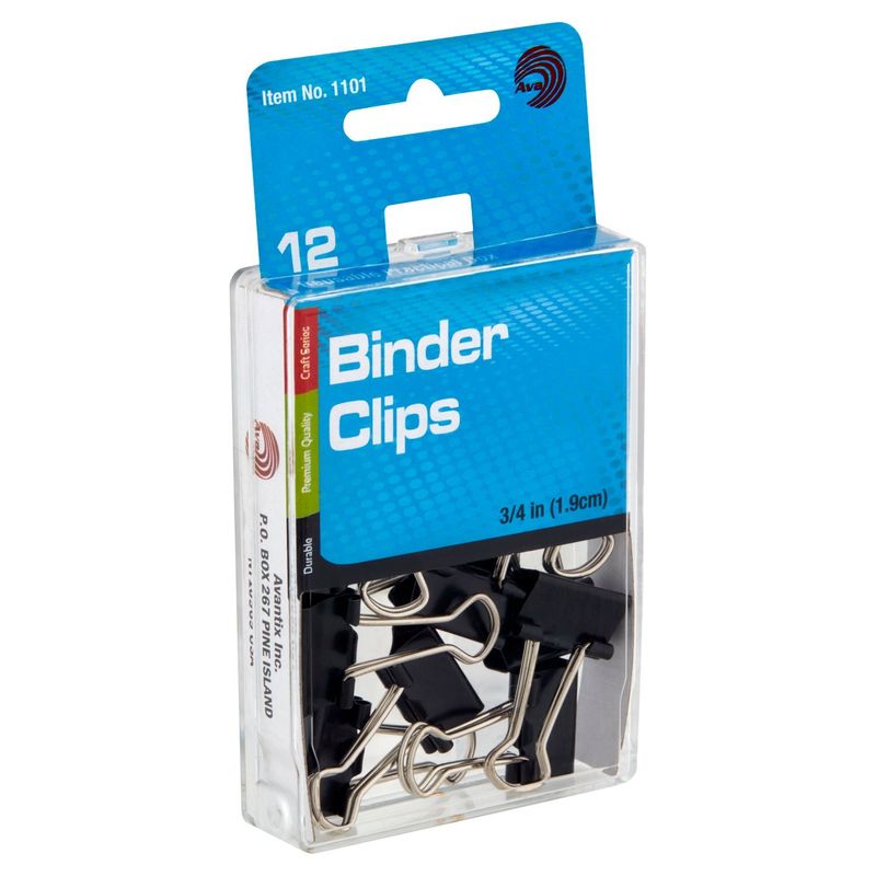 Ava 3/4 in Binder Clips, 12 count