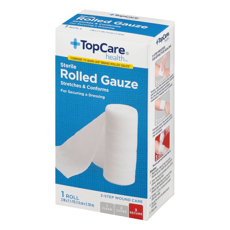 TopCare Rolled Gauze Bandage, 2.5 yard