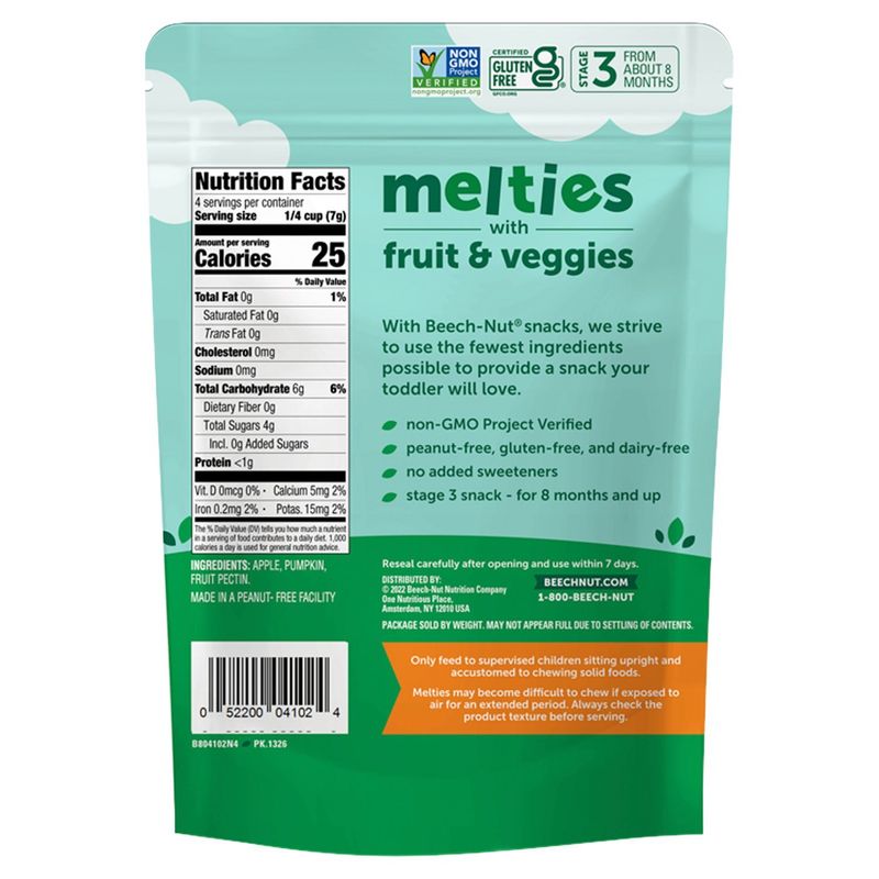Beech-Nut Apple &amp; Pumpkin Melties with Fruit &amp; Veggies Baby Food, Stage 3, 1 oz