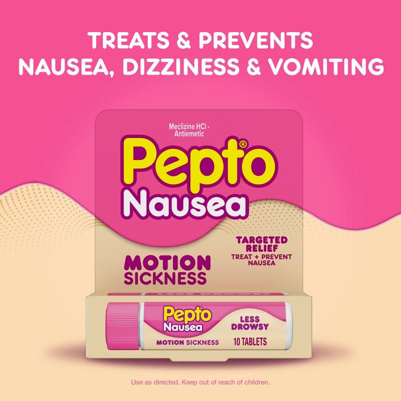Pepto Nausea Motion Sickness Tablets, 10 count