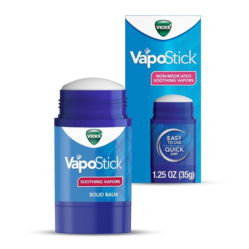 Vicks VapoStick, Solid Balm, No Mess, Soothing Non-Medicated Vicks Vapors, Easy-To-Use No-Touch App