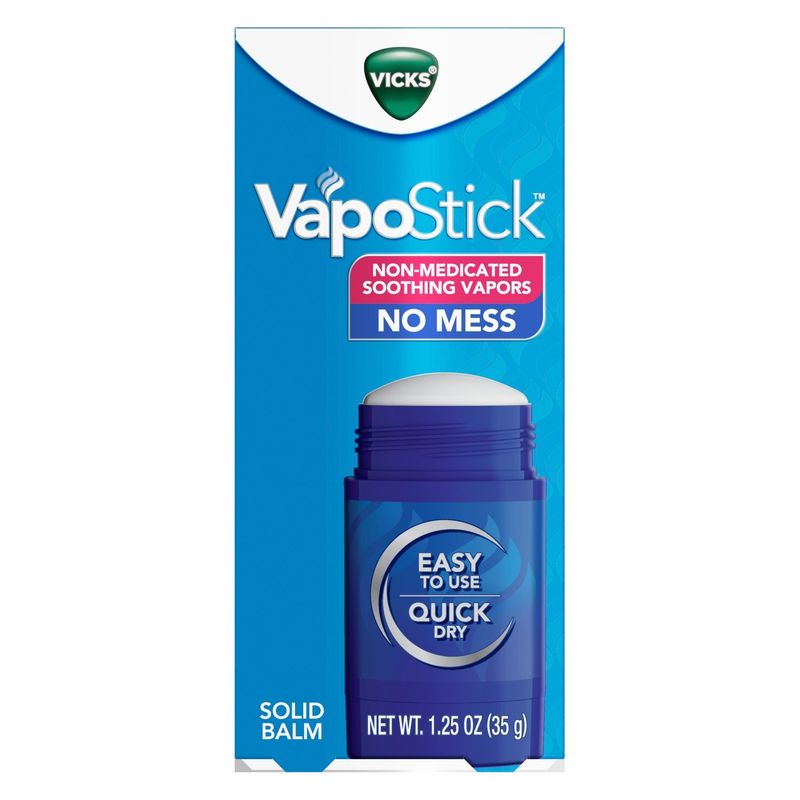 Vicks VapoStick, Solid Balm, No Mess, Soothing Non-Medicated Vicks Vapors, Easy-To-Use No-Touch App