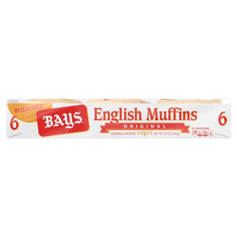 Bays Original English Muffins, 6 count, 12 oz
