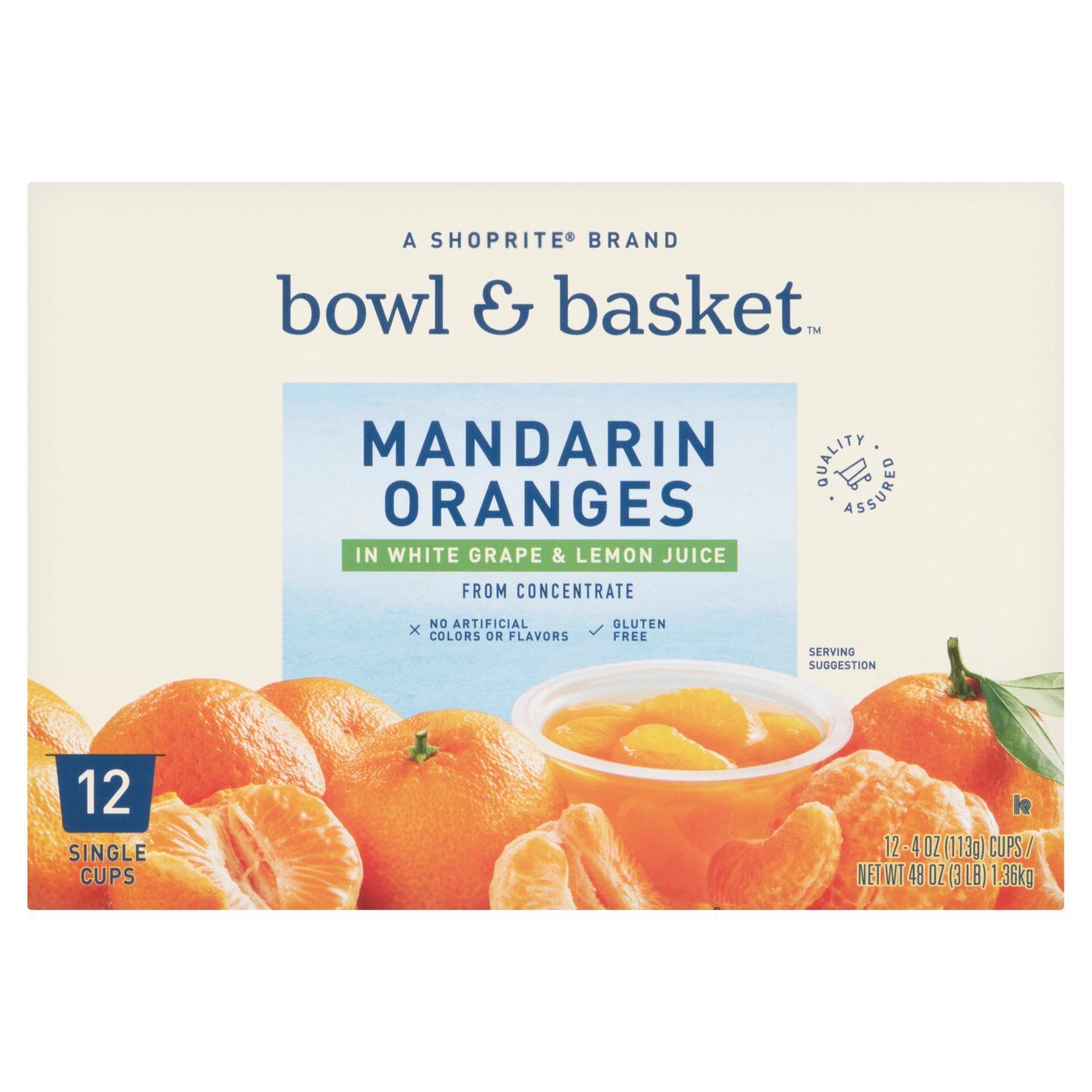 Bowl &amp; Basket Mandarin Oranges in White Grape &amp; Lemon Juice, 4 oz, 12 count