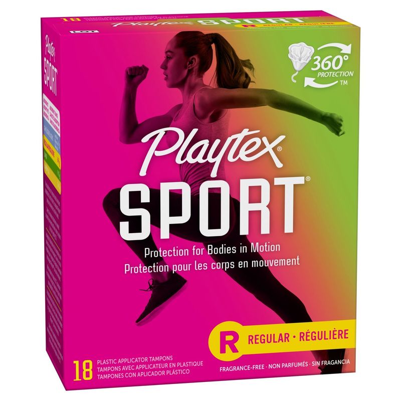 Playtex Sport Regular Plastic Applicator Tampons, 18 count