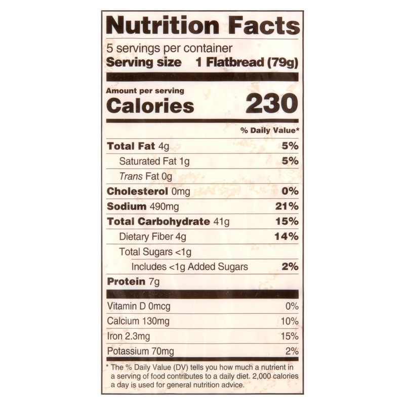 Toufayan Bakeries Hearth Baked Hearty White Flat Bread, 5 count, 14 oz
