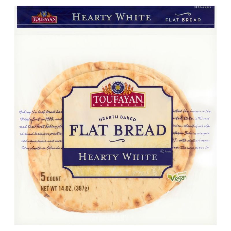 Toufayan Bakeries Hearth Baked Hearty White Flat Bread, 5 count, 14 oz