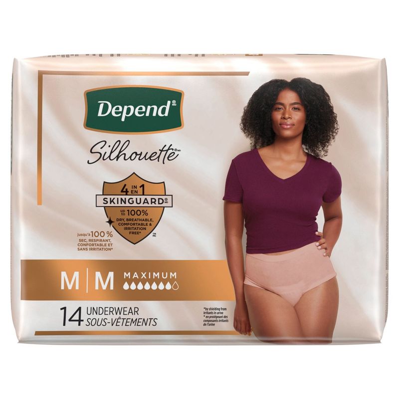Depend Silhouette Maximum Underwear, Size M, 14 count