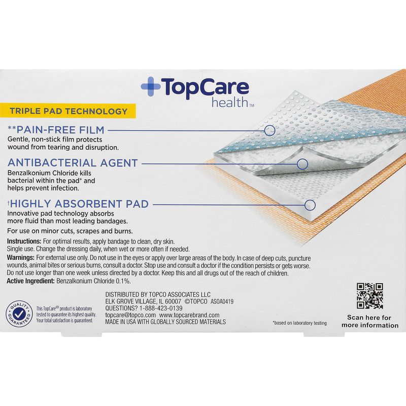 Top Care Antibacterial Flex Fabric Bandages, 100 count