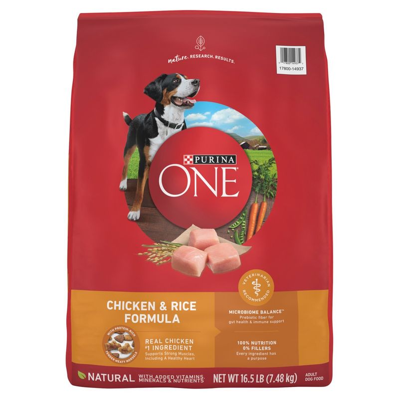 Purina ONE Chicken &amp; Rice Formula Adult Dog Food, 16.5 lb