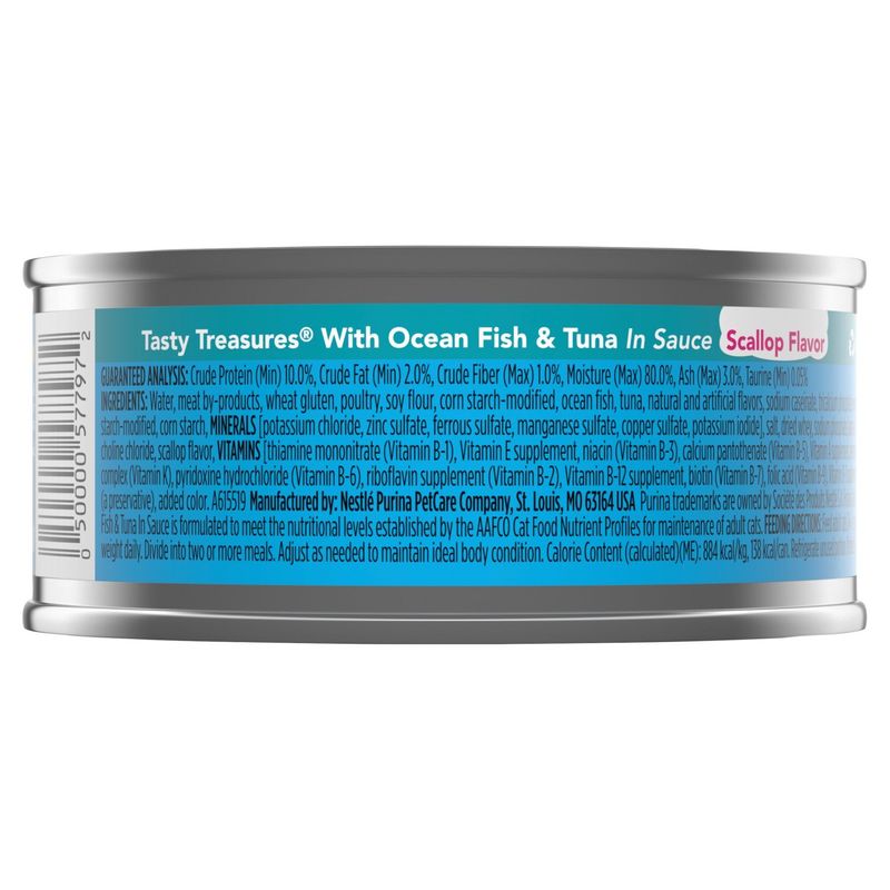 Purina Friskies Tasty Treasures Scallop Flavor with Ocean Fish &amp; Tuna in Sauce Cat Food, 5.5 oz