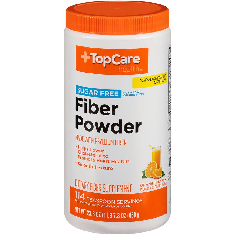 TopCare Natural Fiber Powder, Sugar-Free, Orange Flavor, 23 oz