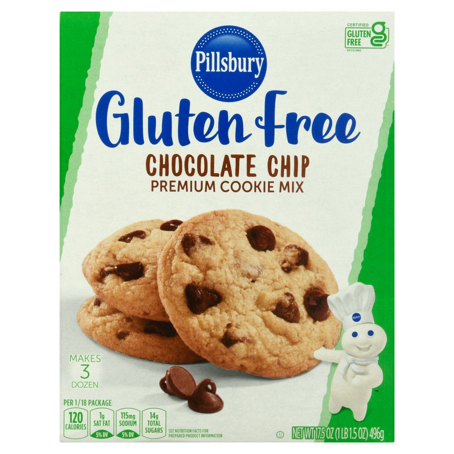 Pillsbury Gluten Free Chocolate Chip Premium Cookie Mix, 17.5 oz