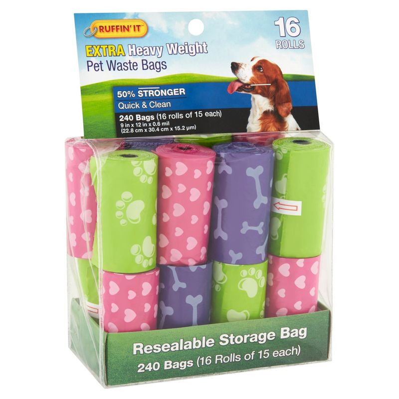Ruffin' It Extra Heavy Weight Pet Waste Bags, 240 count