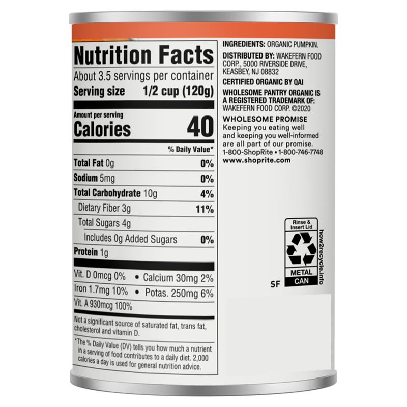 Wholesome Pantry Organic Pumpkin, 15 oz