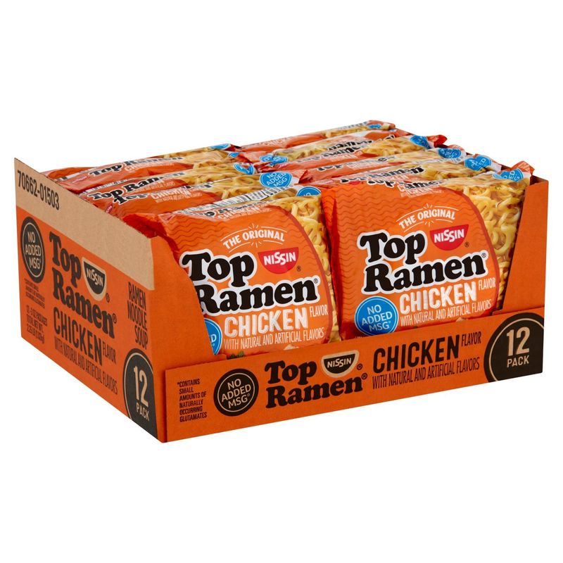 Nissin The Original Top Ramen Chicken Flavor Ramen Noodle Soup, 3 oz, 12 count