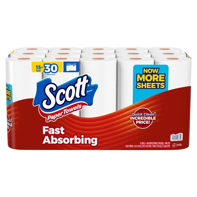 Scott Fast Absorbing Paper Towels, 15 count