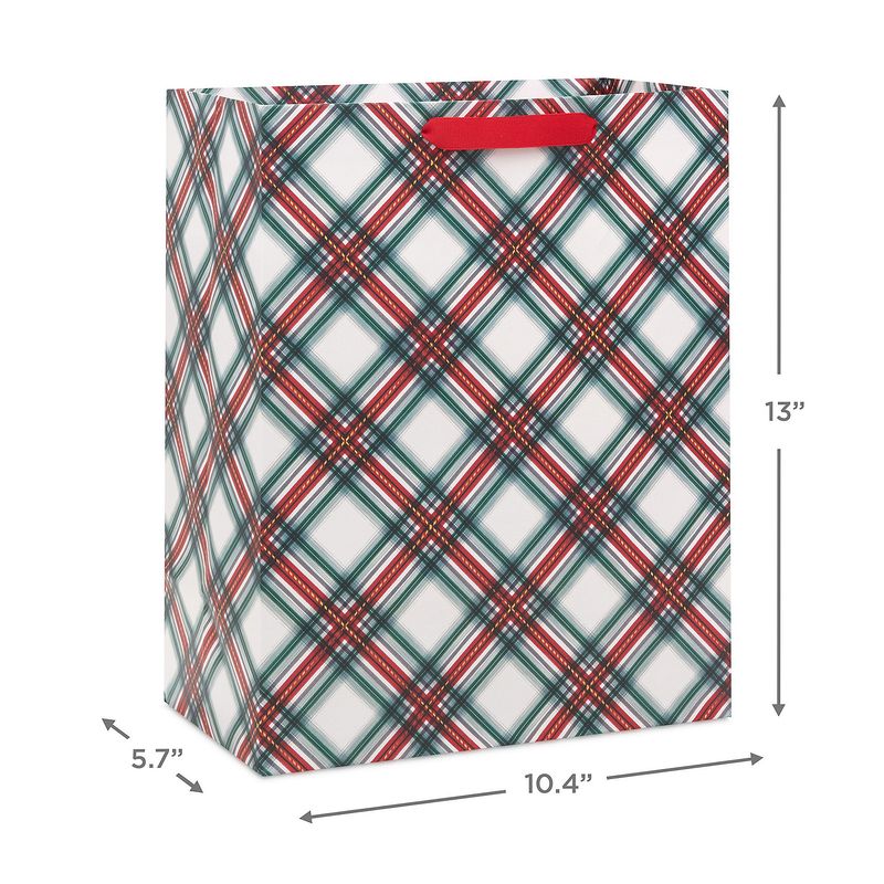 Hallmark 13" Large Holiday Gift Bag (Festive Red and Green Plaid)