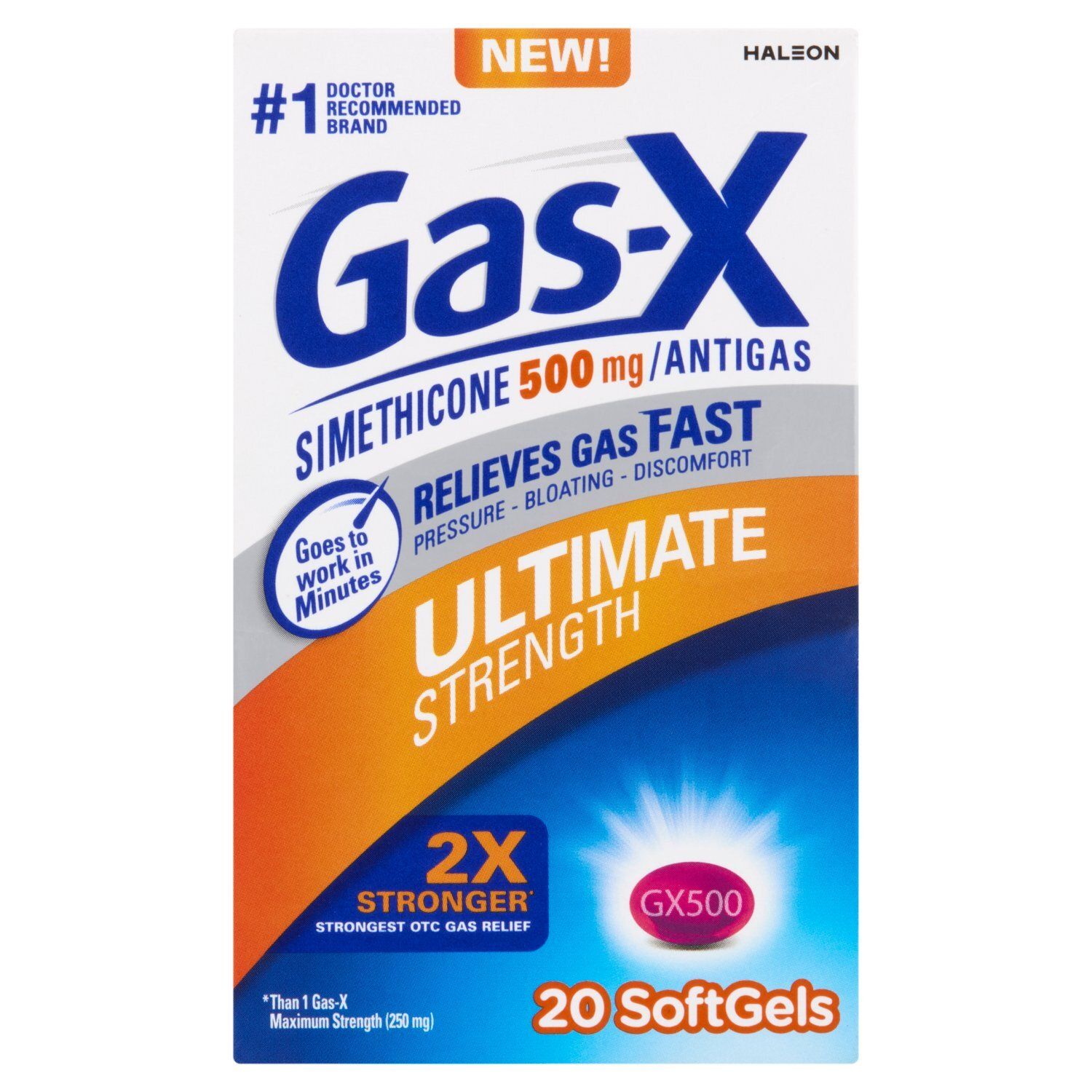 Gas-X Ultimate Strength Simethicone Antigas Softgels, 500 mg, 20 count