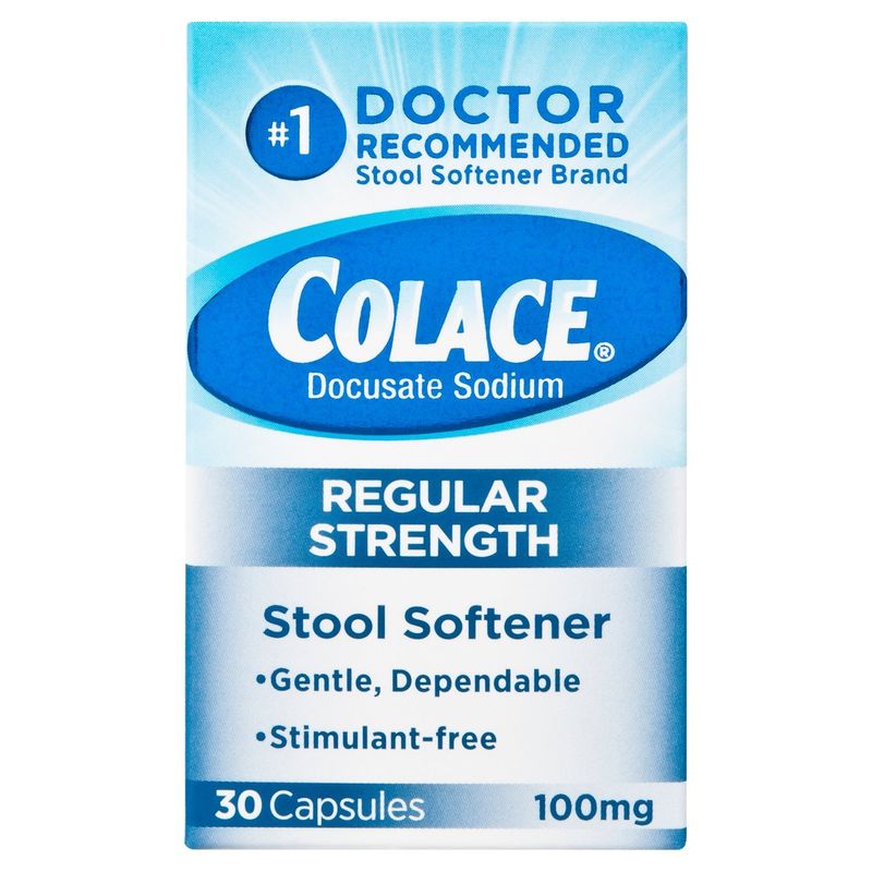 Colace Regular Strength Stool Softener 100mg, 30 Capsules