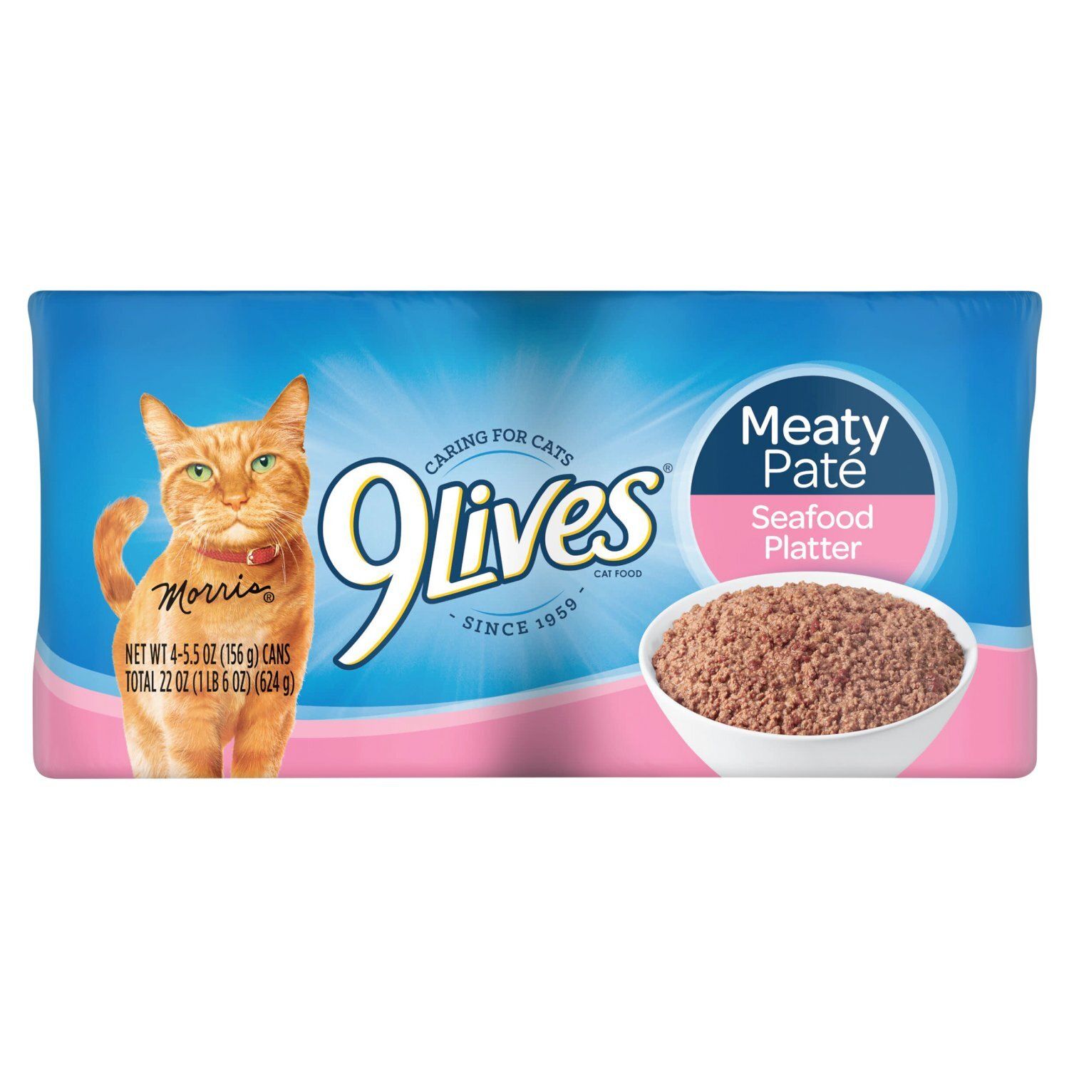 9Lives Meaty Paté Seafood Platter Cat Food, 5.5 oz, 4 count