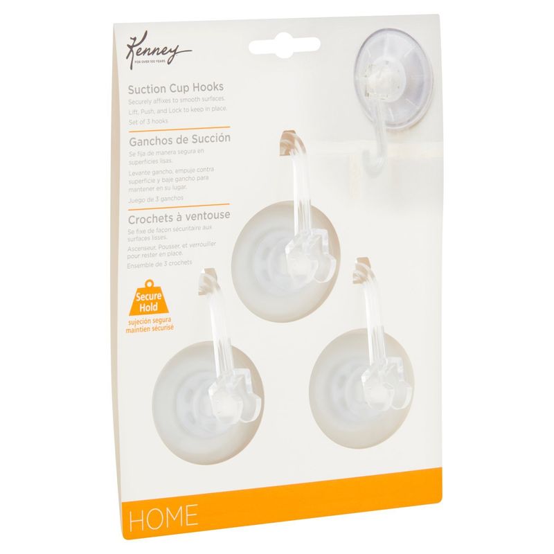 Kenney Home Suction Cup Hooks, 3 count