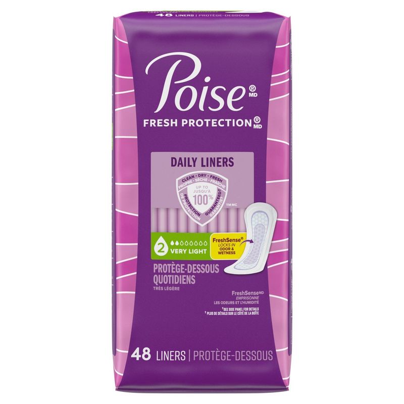 Poise Fresh Protection Very Light Daily Liners, 48 count