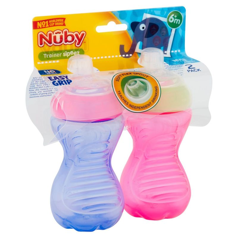 Nûby Trainer Sipeez Easy Grip 10 oz Sippy Cups, 6m+, 2 count