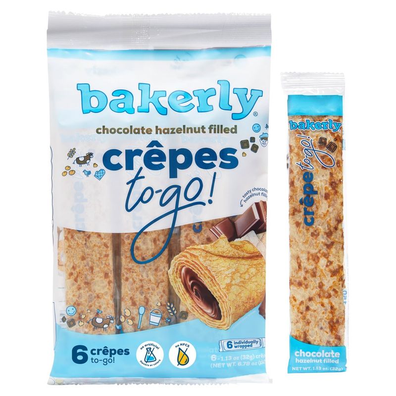 Bakerly Chocolate Hazelnut Filled Crêpes To-Go!, 1.13 oz, 6 count