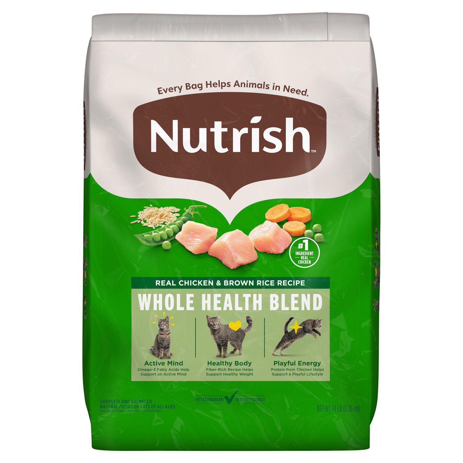 Nutrish Complete and Balanced Natural Food for Cats of All Ages, 14 lb