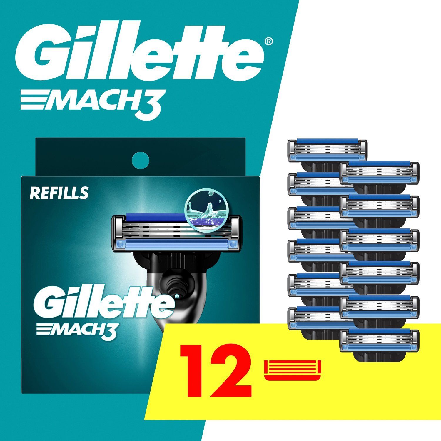 Gillette Mach3 Cartridges, 12 count