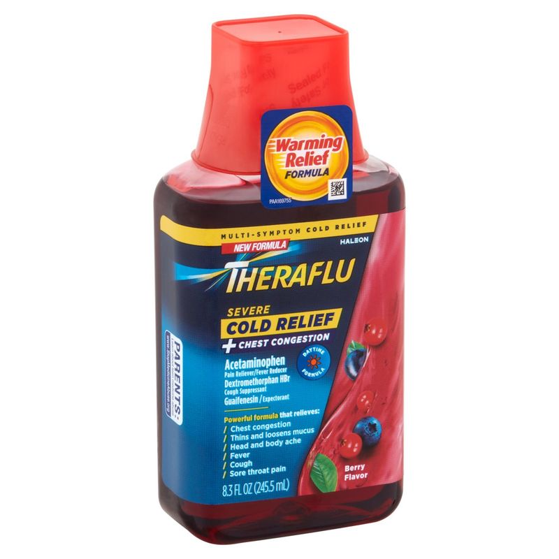 Theraflu Berry Flavor Severe Cold Relief Chest + Congestion, 8.3 fl oz