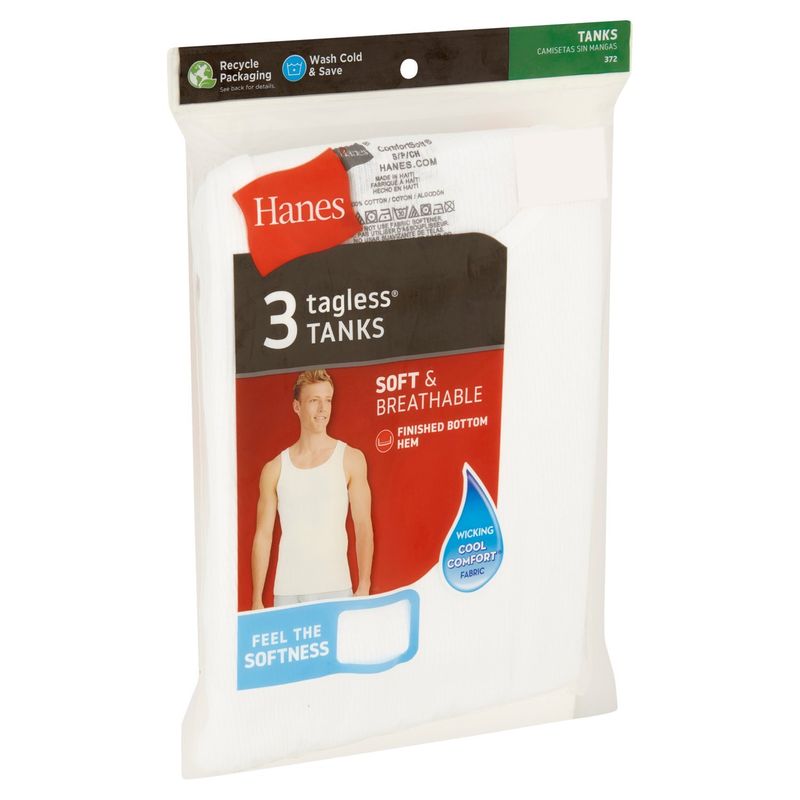 Hanes Men's Tagless Tanks, L, 3 count