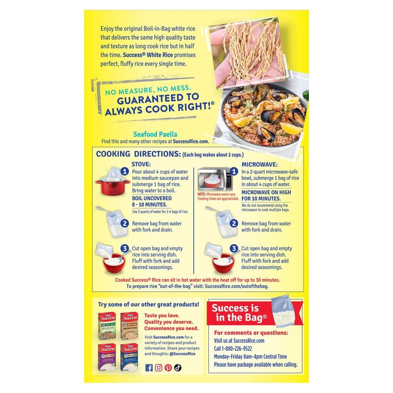 Success Boil-in-Bag White Rice, 4 count, 14 oz