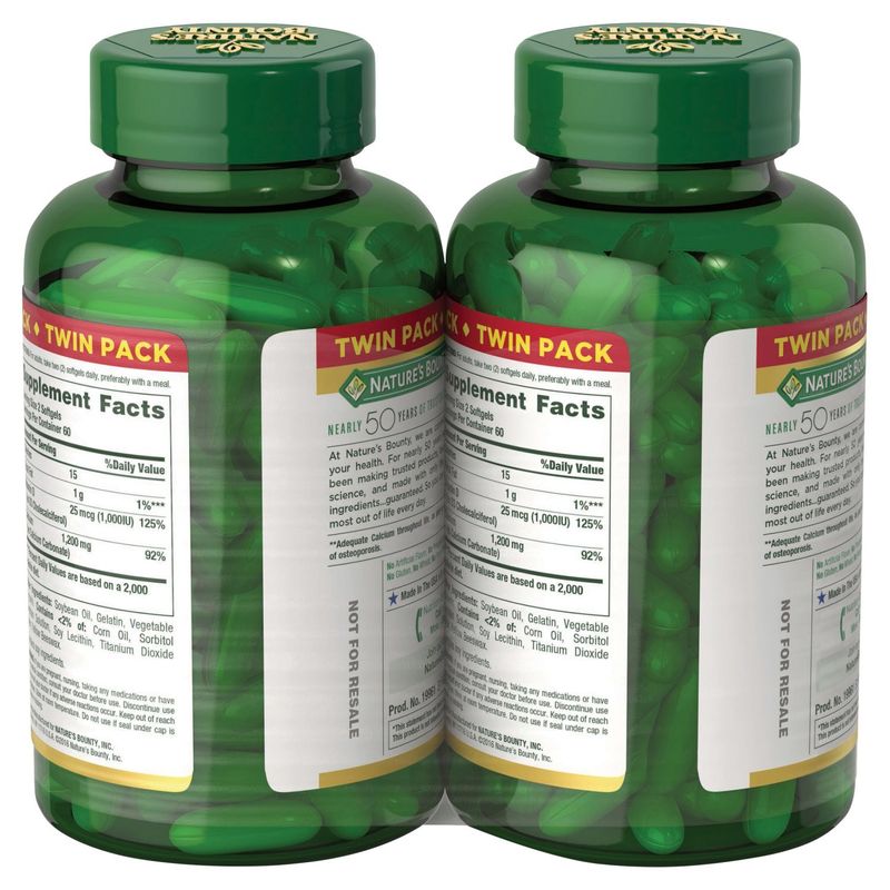 Nature's Bounty Calcium Mineral Supplement Twin Pack, 1200 mg, 120 count