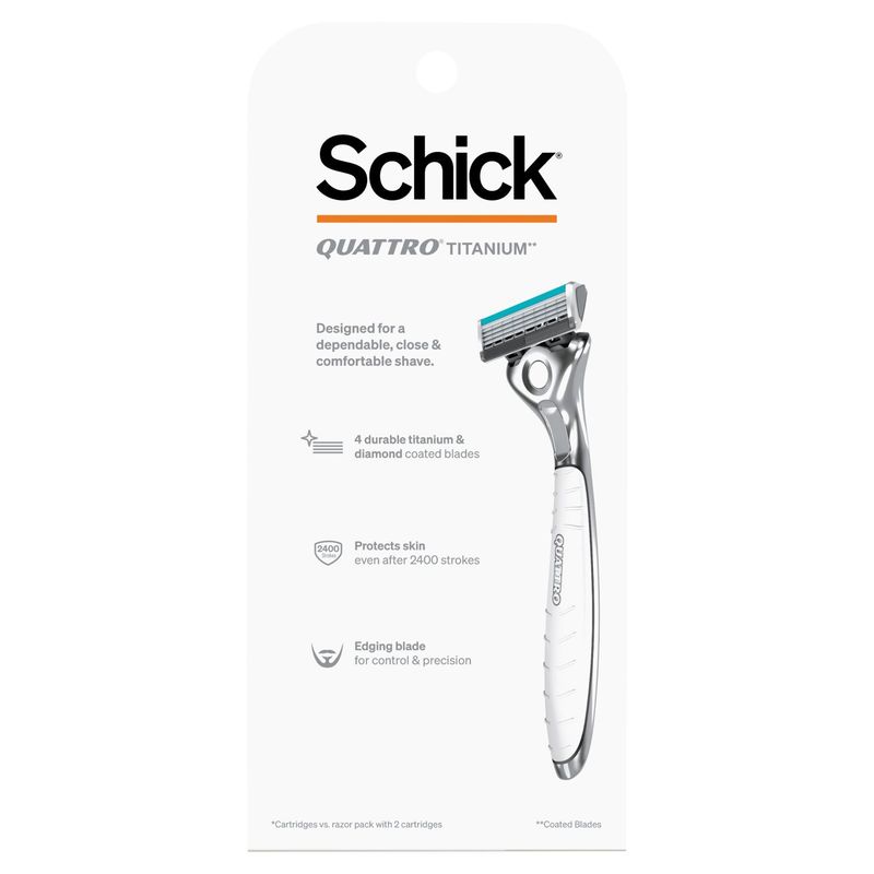 Schick Quattro Titanium 4 Blades Razor with Cartridges Value Pack, 5 count