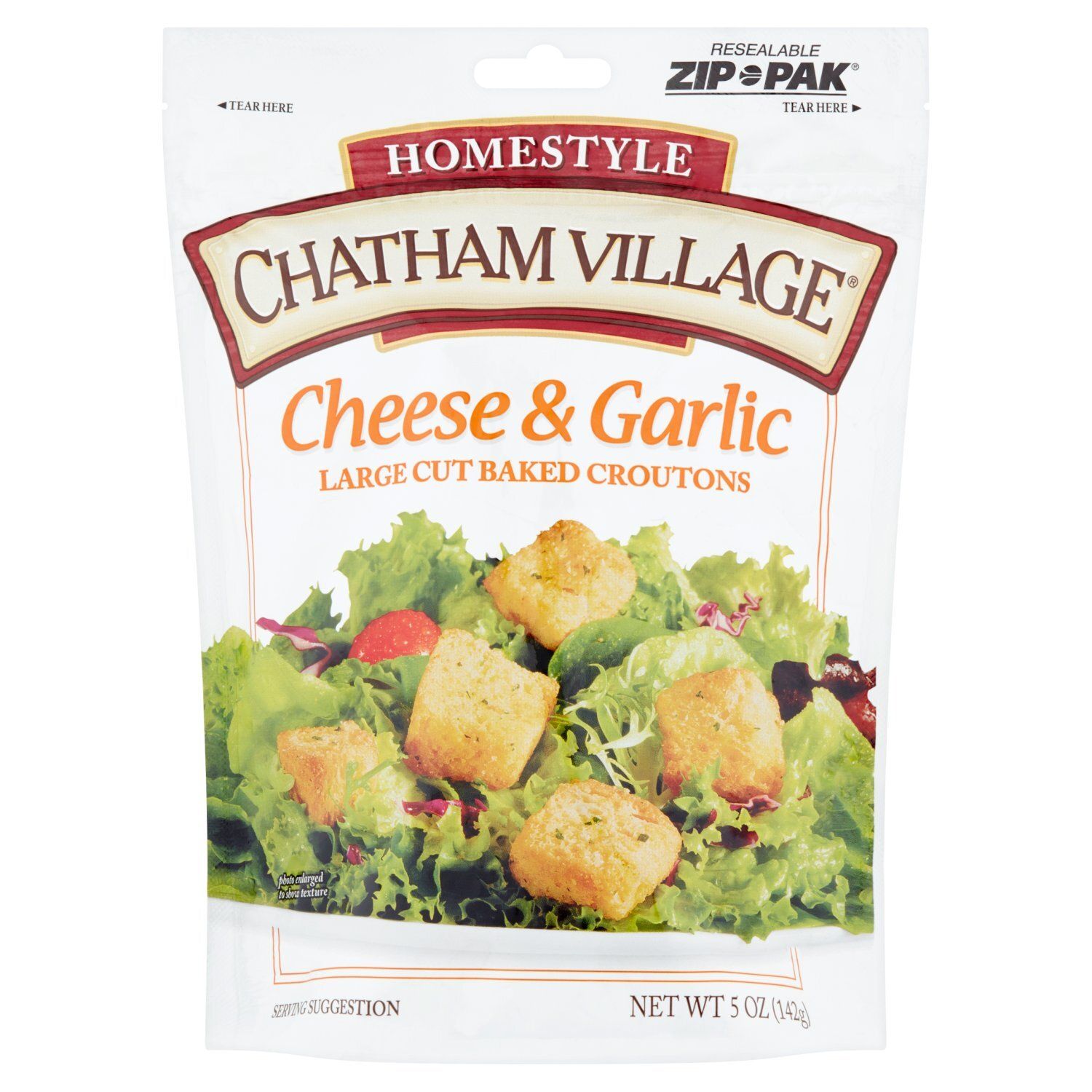 Chatham Village Homestyle Cheese &amp; Garlic Large Cut Baked Croutons, 5 oz