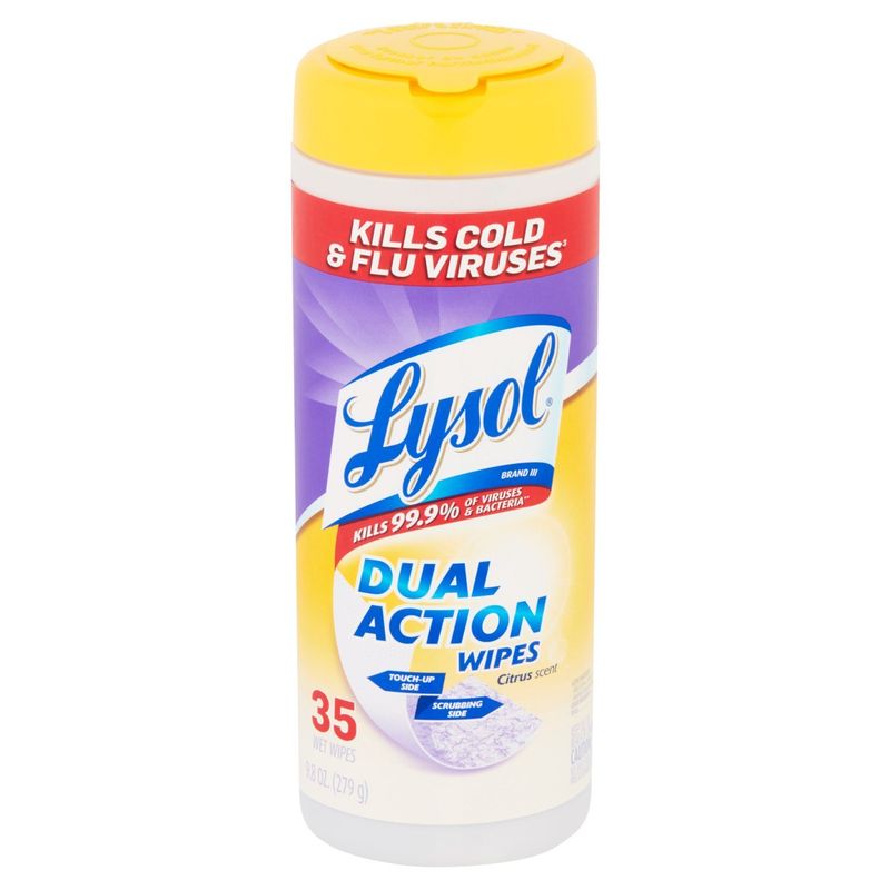 Lysol Citrus Scent Dual Action Wipes, 35 count, 9.8 oz