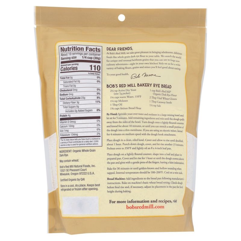 Bob's Red Mill Organic Dark Rye Flour, 20 oz