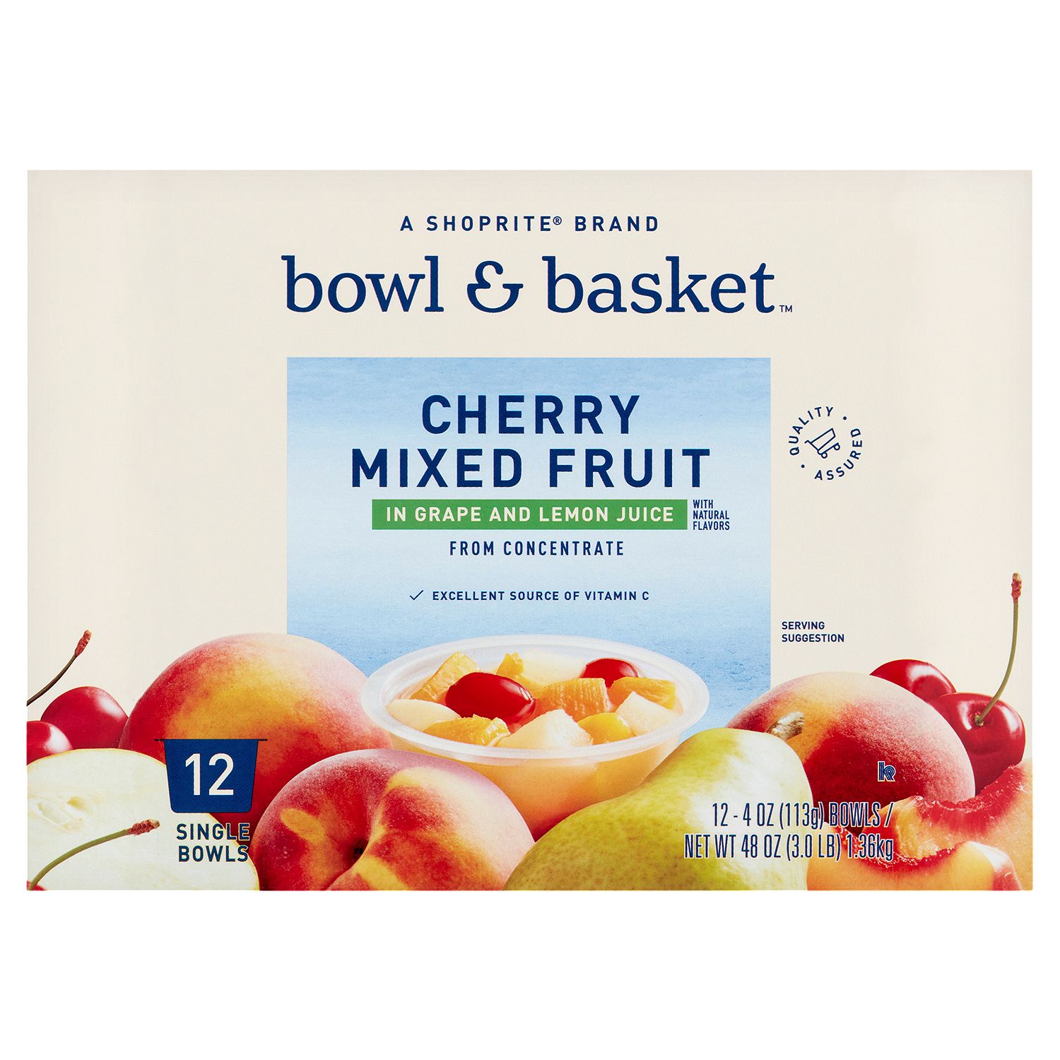 Bowl &amp; Basket Cherry Mixed Fruit in Grape and Lemon Juice, 4 oz, 12 count