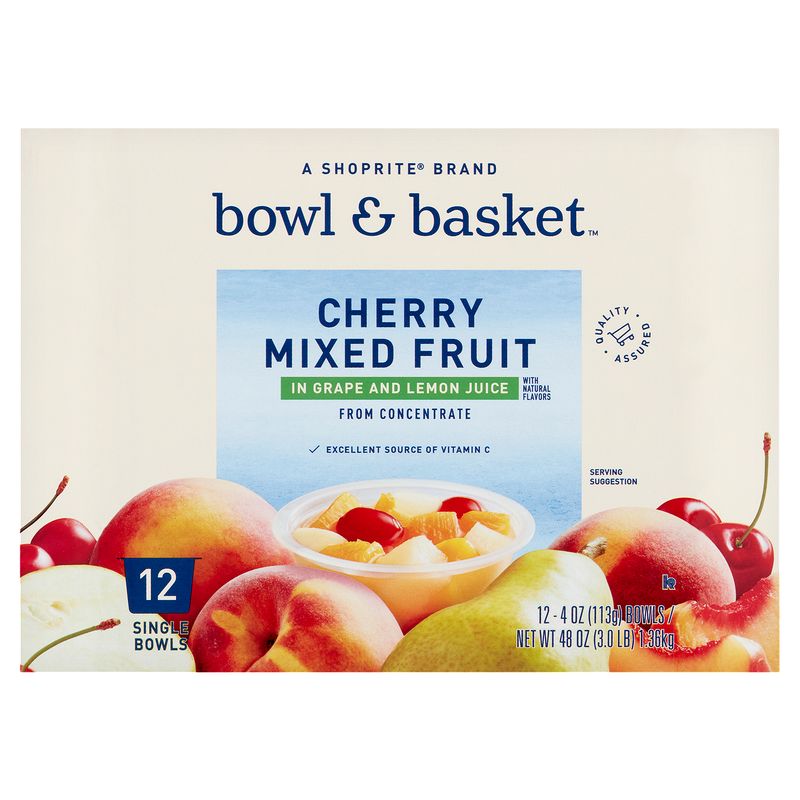 Bowl &amp; Basket Cherry Mixed Fruit in Grape and Lemon Juice, 4 oz, 12 count