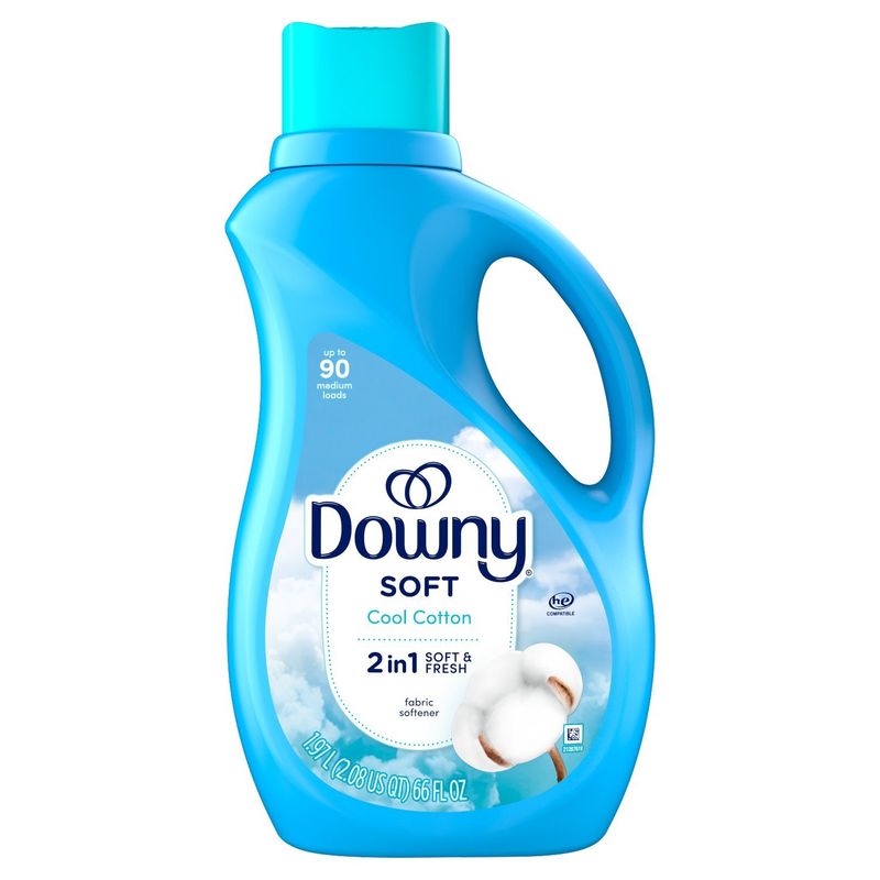 Downy Soft, 2 in 1 Soft and Fresh Liquid Fabric Softener, Cool Cotton, 66 fl oz, 90 Loads, Fabric C