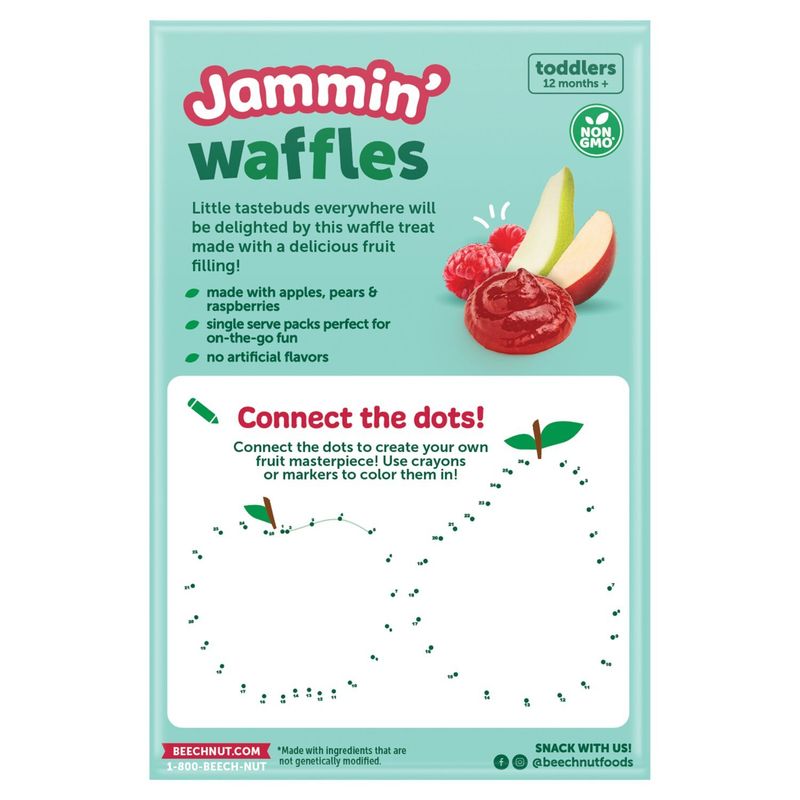 Beech-Nut Pear Raspberry Jammin' Waffles, Toddlers 12 Months+, 5 count, 2.8 oz