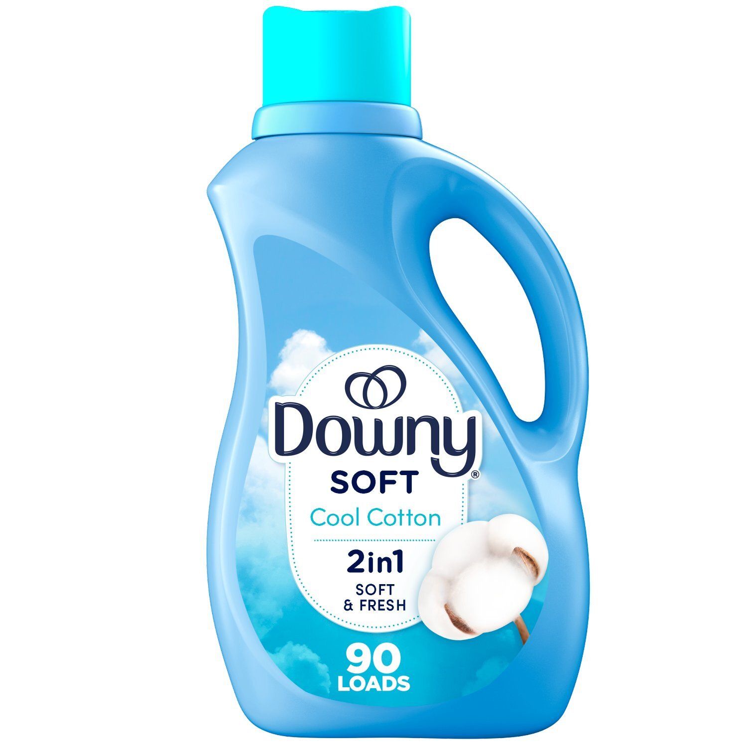 Downy Soft, 2 in 1 Soft and Fresh Liquid Fabric Softener, Cool Cotton, 66 fl oz, 90 Loads, Fabric C