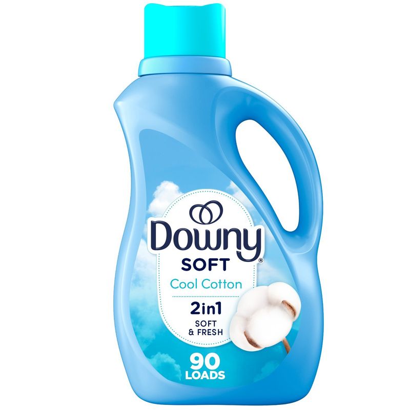 Downy Soft, 2 in 1 Soft and Fresh Liquid Fabric Softener, Cool Cotton, 66 fl oz, 90 Loads, Fabric C