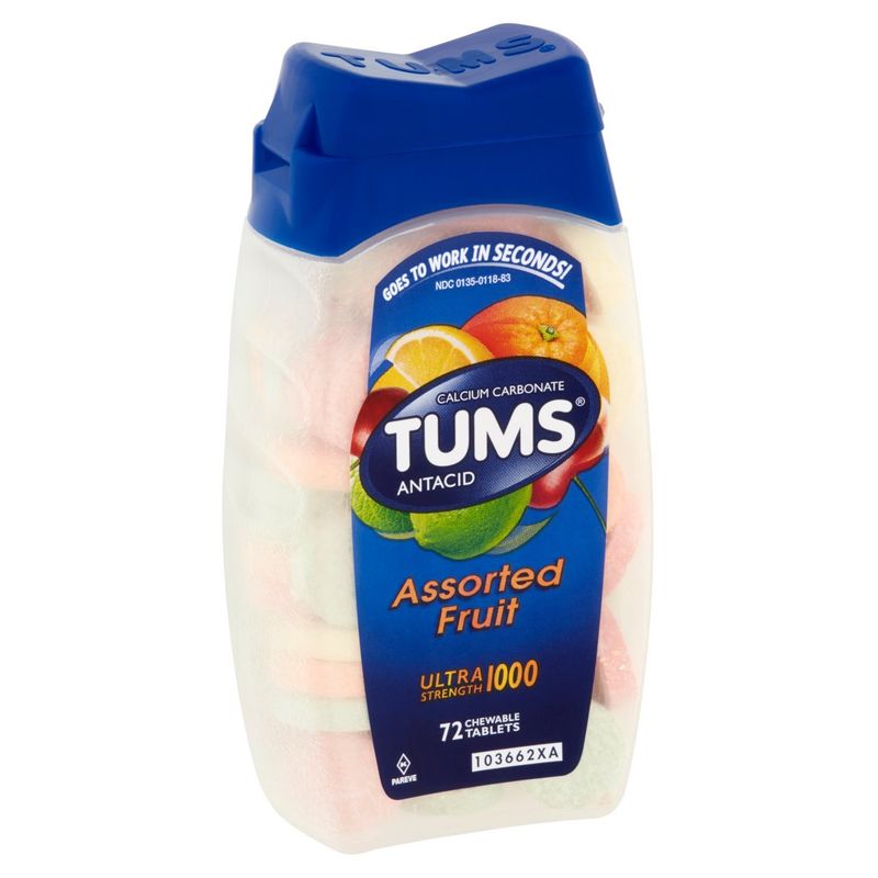 Tums Assorted Fruit Ultra Strength 1000 Chewable Tablets, 72 count