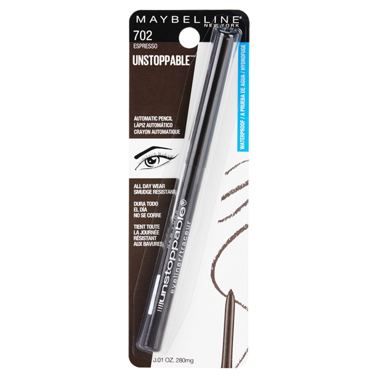 Maybelline New York Unstoppable 702 Espresso Waterproof Automatic Pencil, 0.01 oz