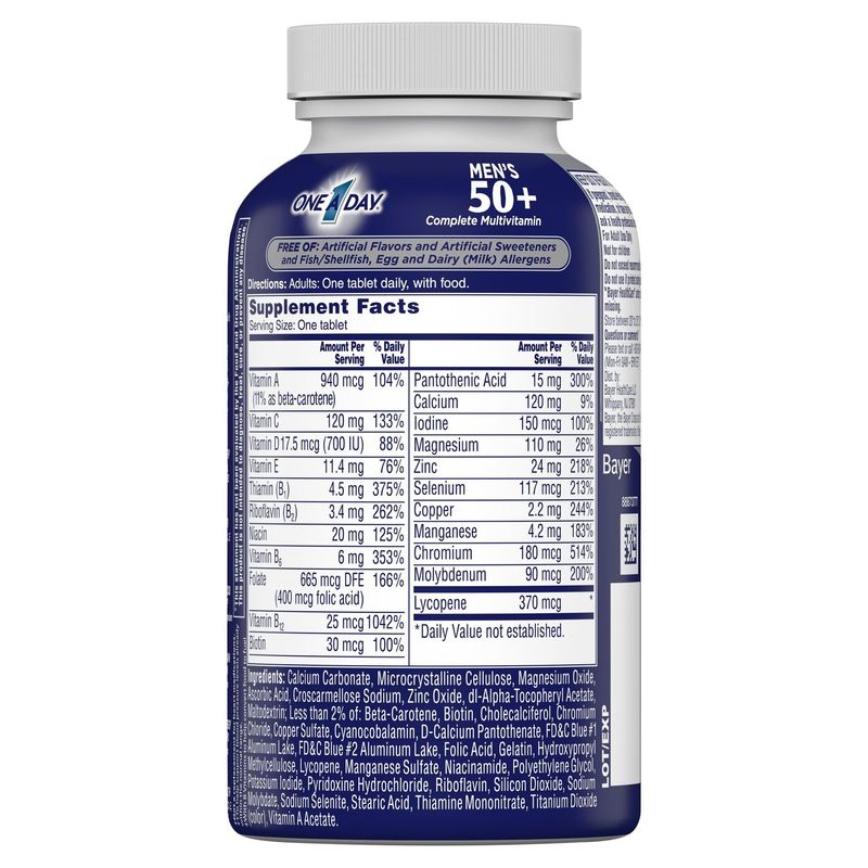 One A Day Men's 50+ Complete Multivitamin/Multimineral Supplement, 100 count